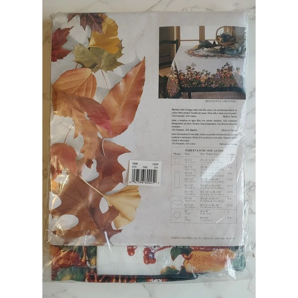 Bardwil Linens Seasons Tablecloth Fall Bountiful Orchard 52x70 Open Package A16